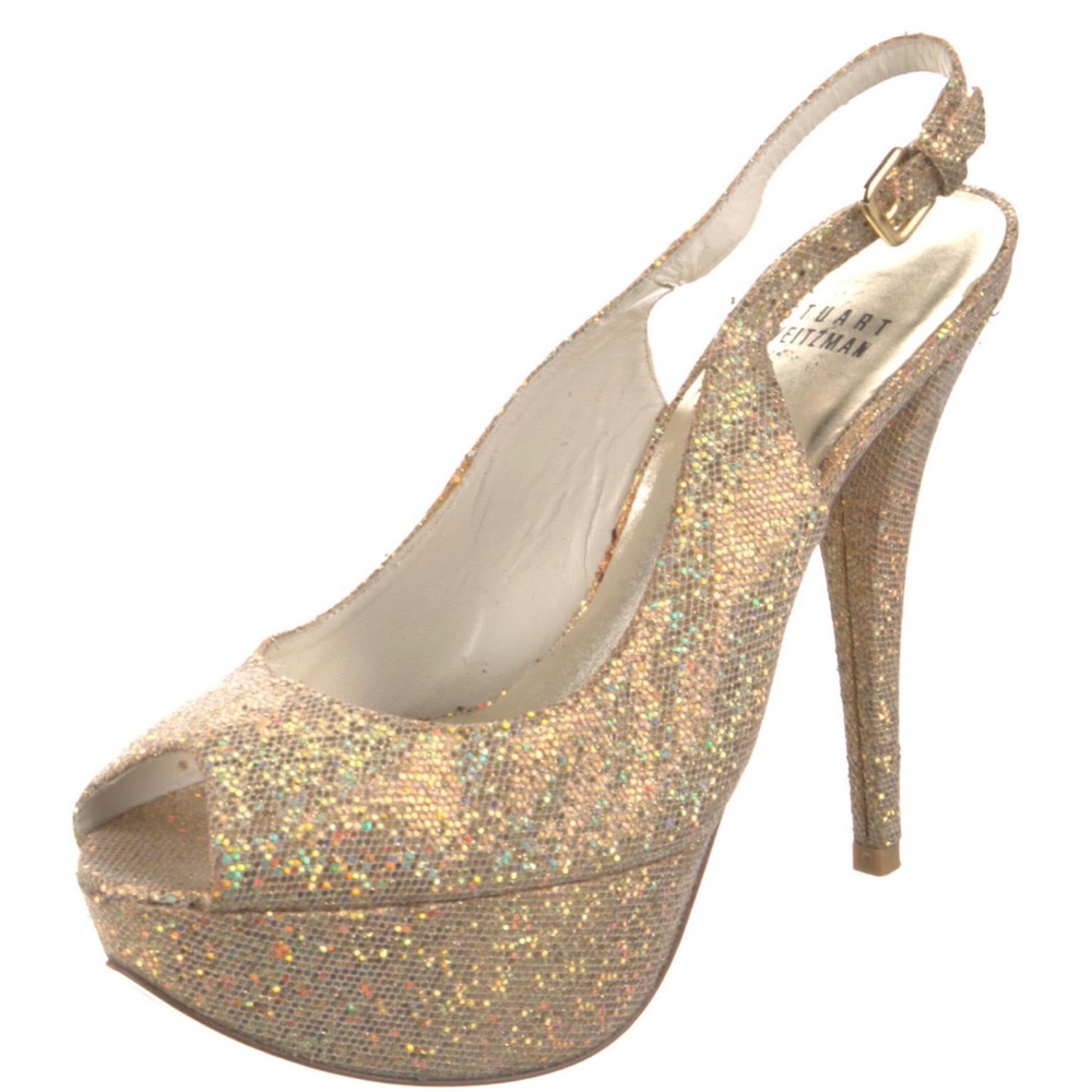 Stuart Weitzman Glitter Platform Slingback - image 1